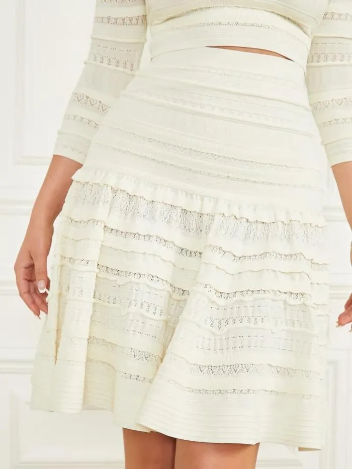 Women GUESS Bottoms Bethany Sweater Skirt Pale Pearl