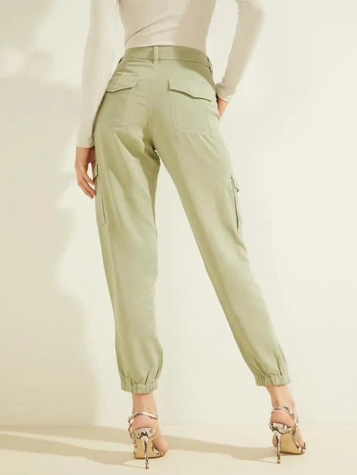 Women GUESS Bottoms Bowie Chino Cargo Pants Light Matcha Multi