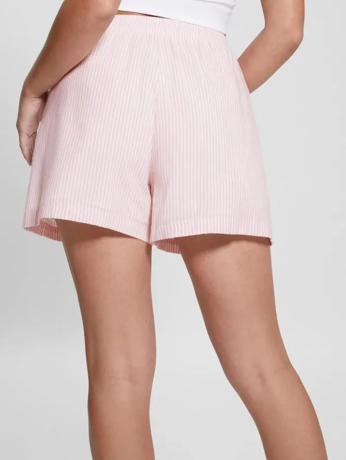 Women GUESS Bottoms Dream Big Gingham Striped Shorts Blush Breeze Multi