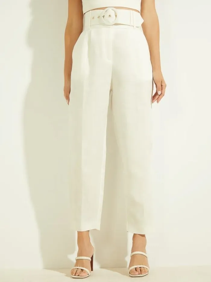 Women GUESS Bottoms Eco Hailey Pant Pale Pearl