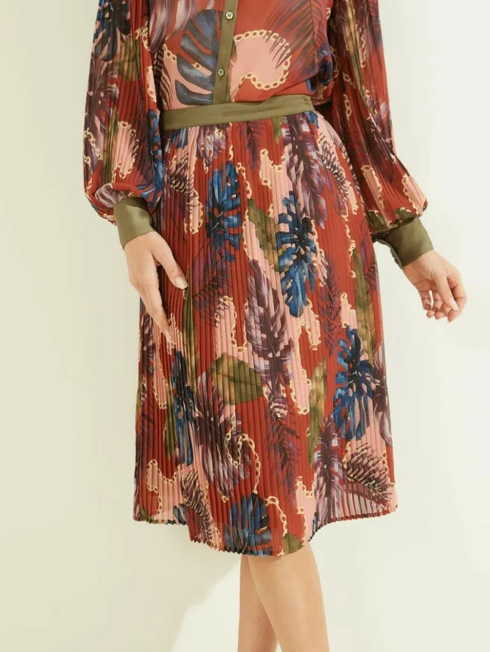 Women GUESS Bottoms Eco Josephine Skirt Tiki Club Print