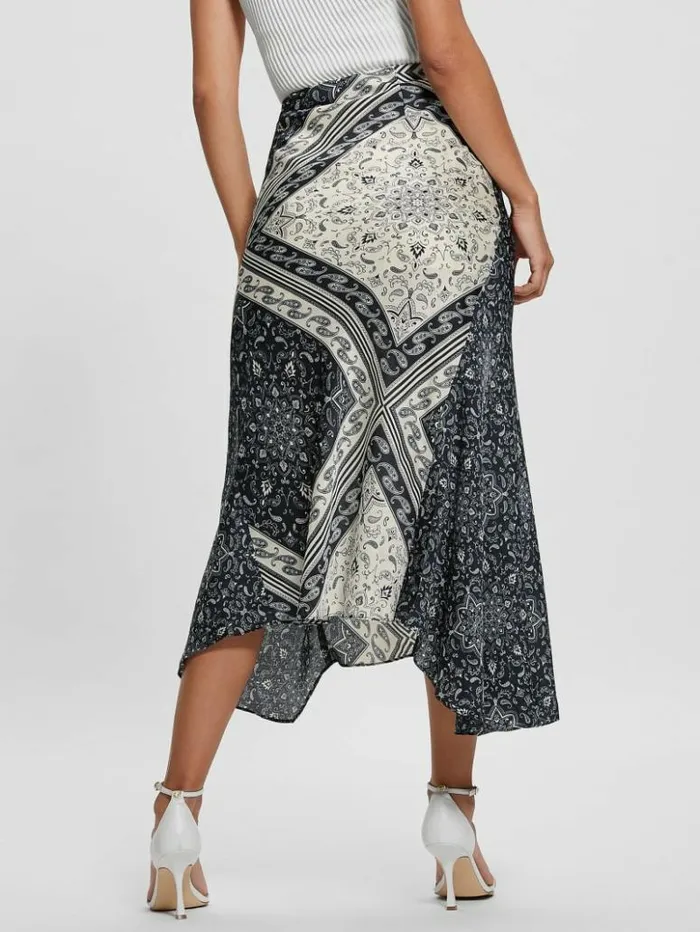 Women GUESS Bottoms Eco Katrina Printed Skirt Sashiko Square Bandana