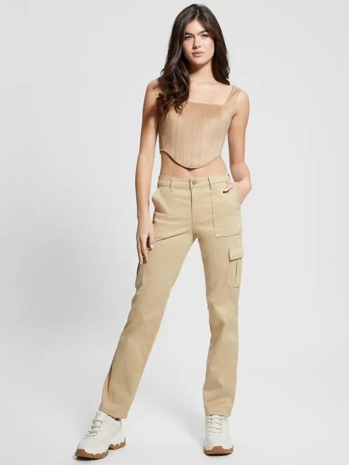 Women GUESS Bottoms Eco Sexy Cargo Pants Foamy Taupe