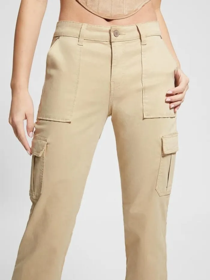 Women GUESS Bottoms Eco Sexy Cargo Pants Foamy Taupe