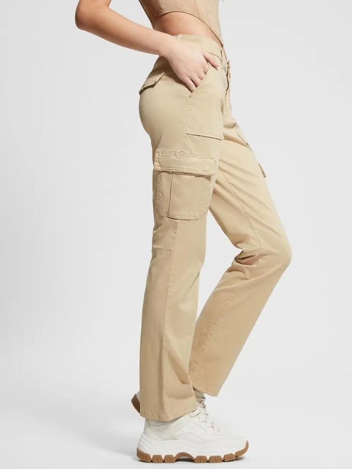 Women GUESS Bottoms Eco Sexy Cargo Pants Foamy Taupe