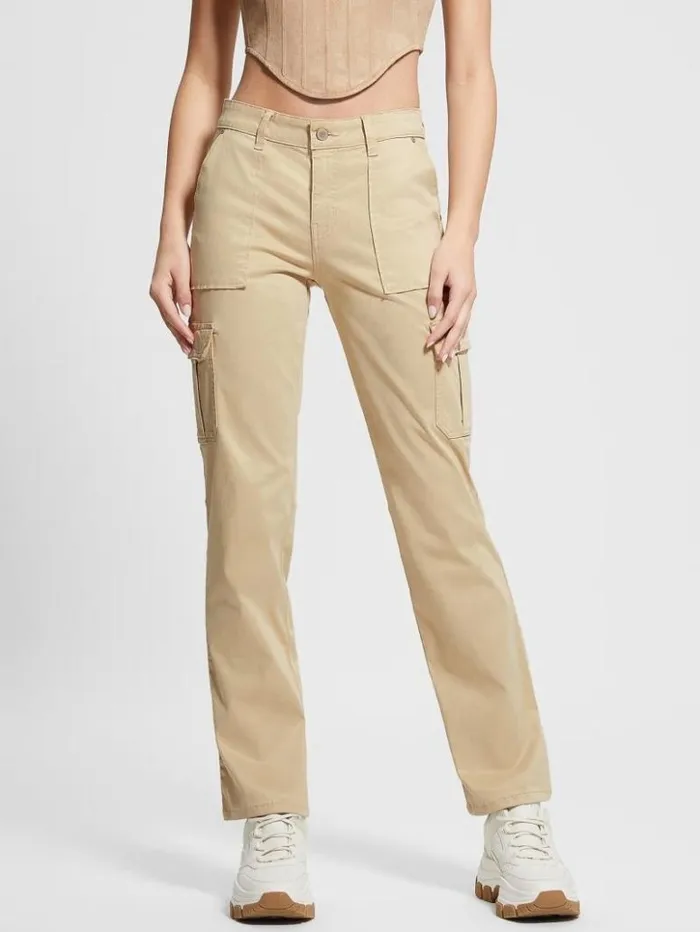 Women GUESS Bottoms Eco Sexy Cargo Pants Foamy Taupe