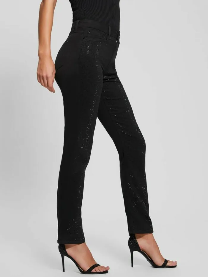 Women GUESS Bottoms Girly Satin Pants Black