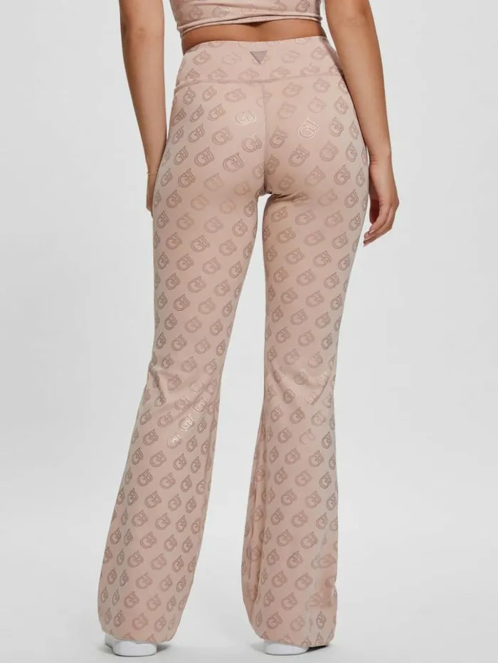 Women GUESS Bottoms Gj Logomania Flared Leggings Small Moka Gj Outline