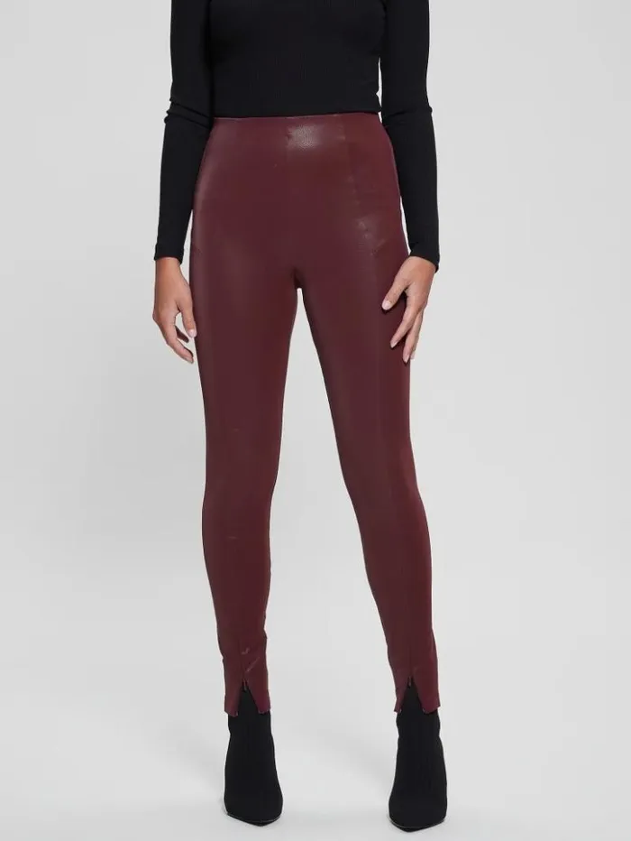 Women GUESS Bottoms Katt Corset Leggings Mystic Wine