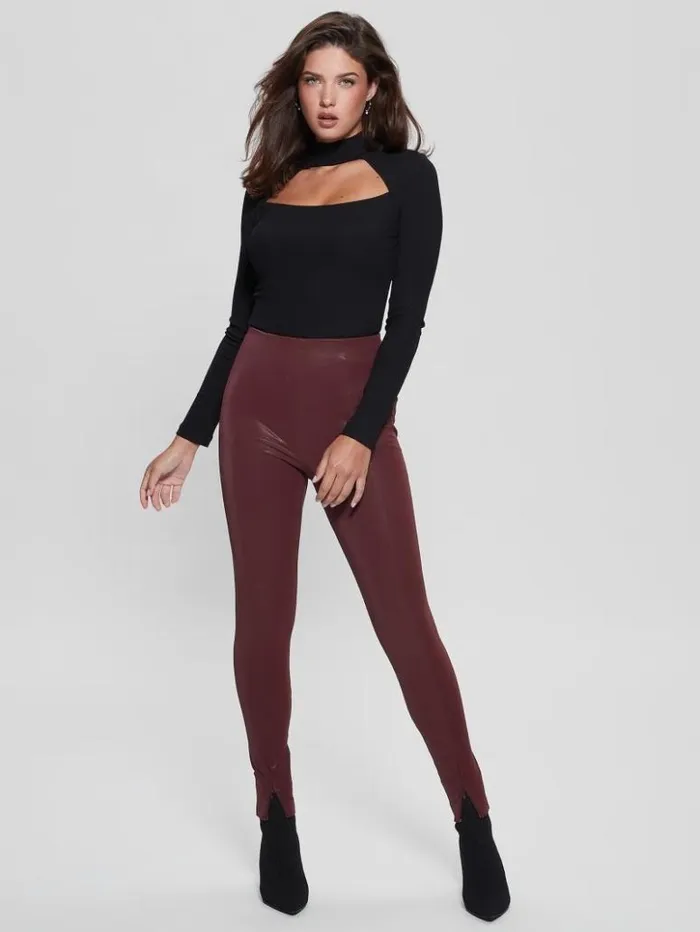 Women GUESS Bottoms Katt Corset Leggings Mystic Wine