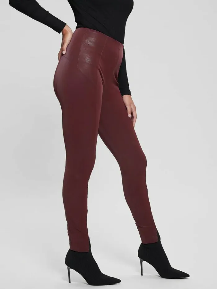 Women GUESS Bottoms Katt Corset Leggings Mystic Wine