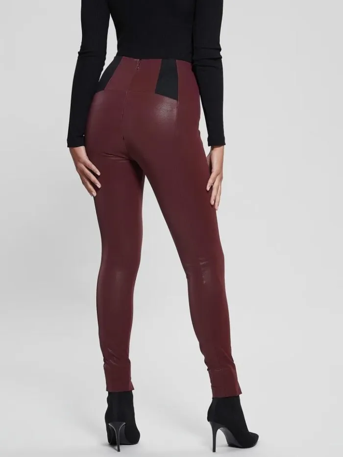 Women GUESS Bottoms Katt Corset Leggings Mystic Wine