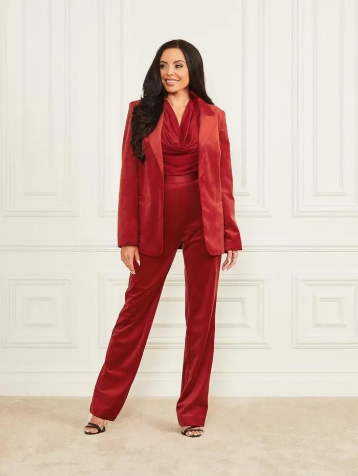 Women GUESS Bottoms Lilli Velvet Pant Lacquer Red A503