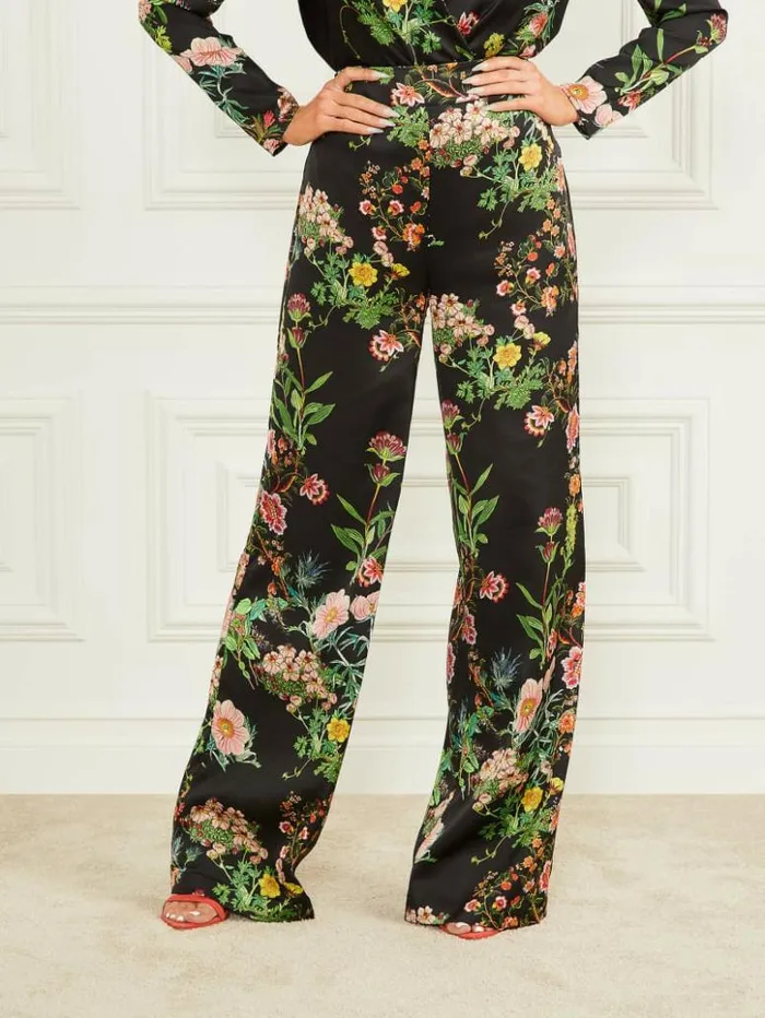 Women GUESS Bottoms Lucy Pant Black Beauty Print