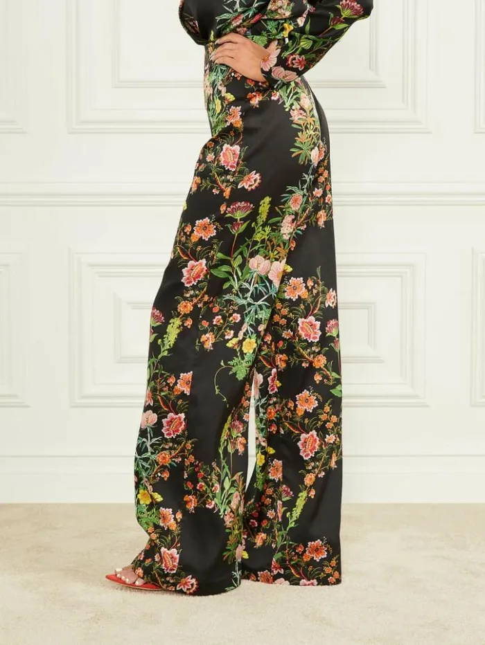 Women GUESS Bottoms Lucy Pant Black Beauty Print