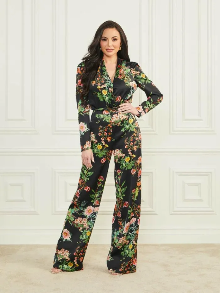 Women GUESS Bottoms Lucy Pant Black Beauty Print
