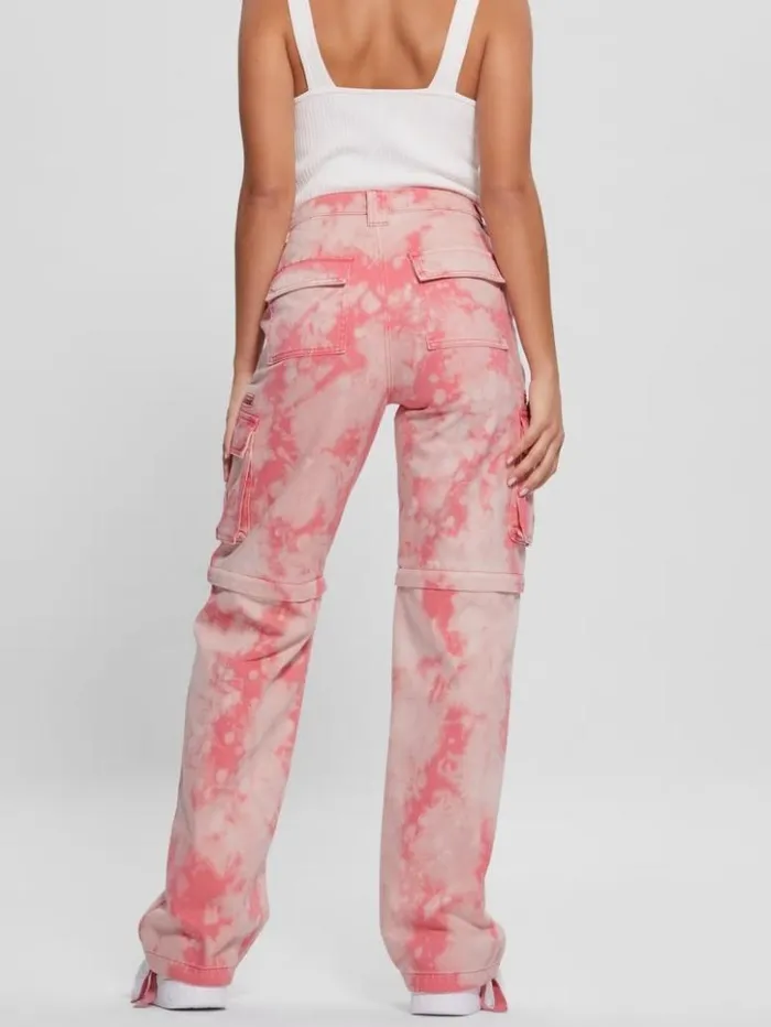Women GUESS Bottoms Malia Convertible WideLeg Cargo Pants Morning Pink Tie Dye Women GUESS Bottoms Malia Convertible WideLeg Cargo Pants Morning Pink Tie Dye