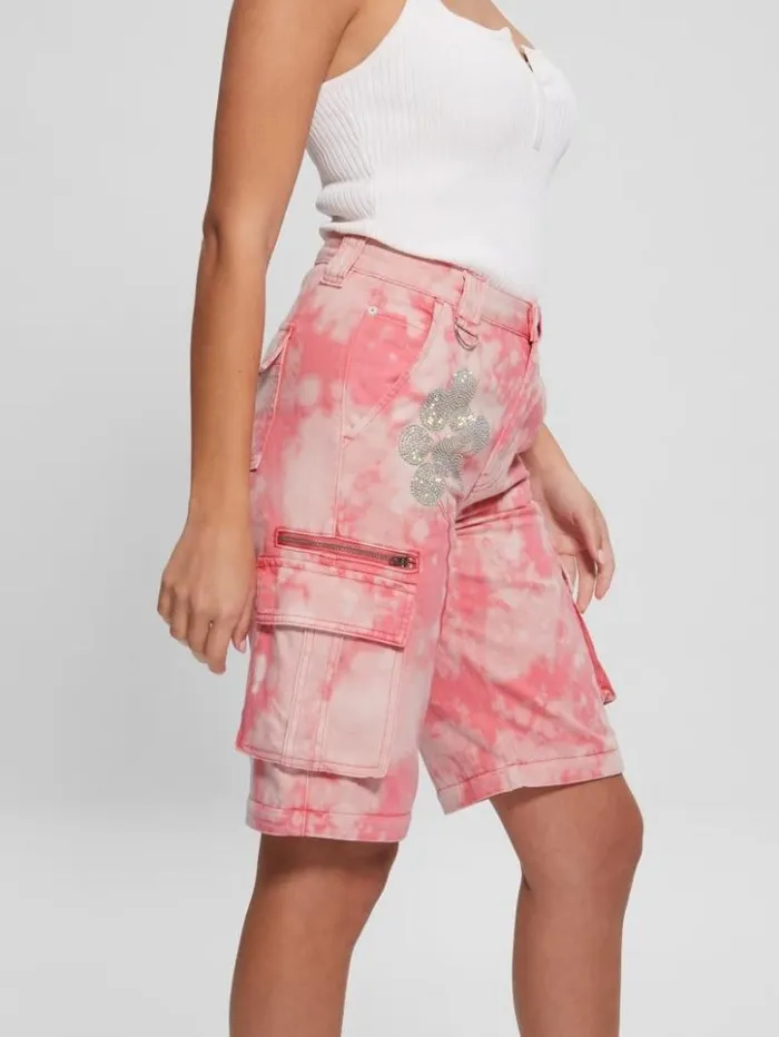Women GUESS Bottoms Malia Convertible WideLeg Cargo Pants Morning Pink Tie Dye Women GUESS Bottoms Malia Convertible WideLeg Cargo Pants Morning Pink Tie Dye