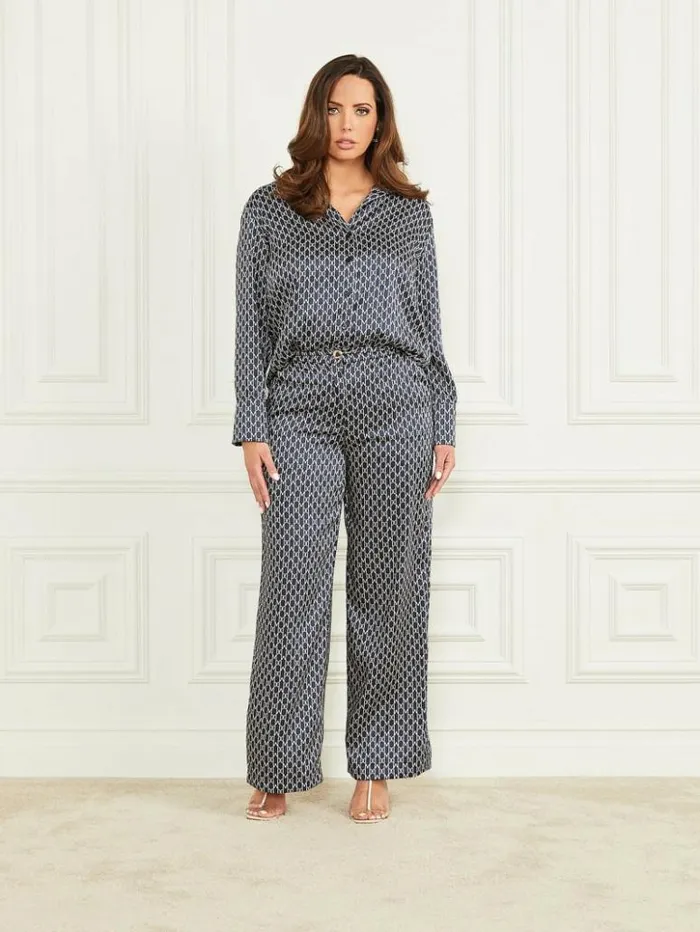 Women GUESS Bottoms New Monogram Pant New Monogram Secret Blue