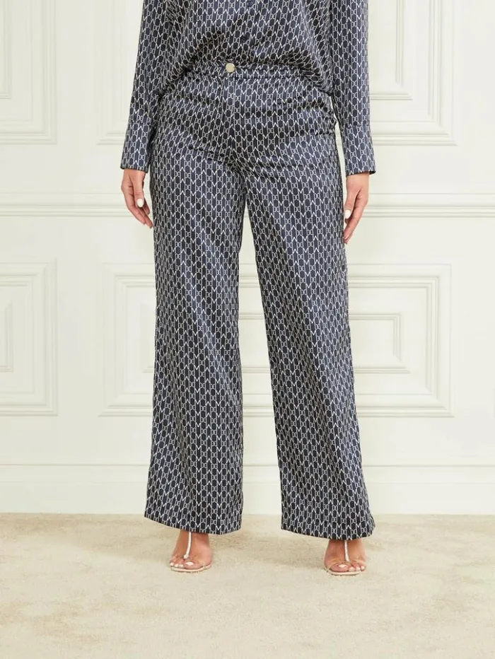 Women GUESS Bottoms New Monogram Pant New Monogram Secret Blue