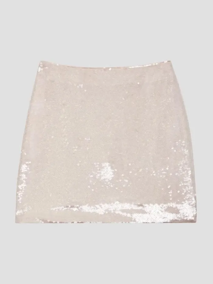 Women GUESS Bottoms Pelari Sequin Mini Skirt Pearl Powder Multi