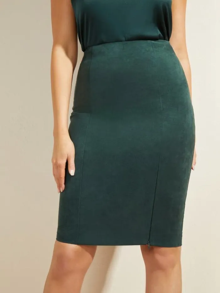 Women GUESS Bottoms Stealth FauxSuede Skirt Chenille Green
