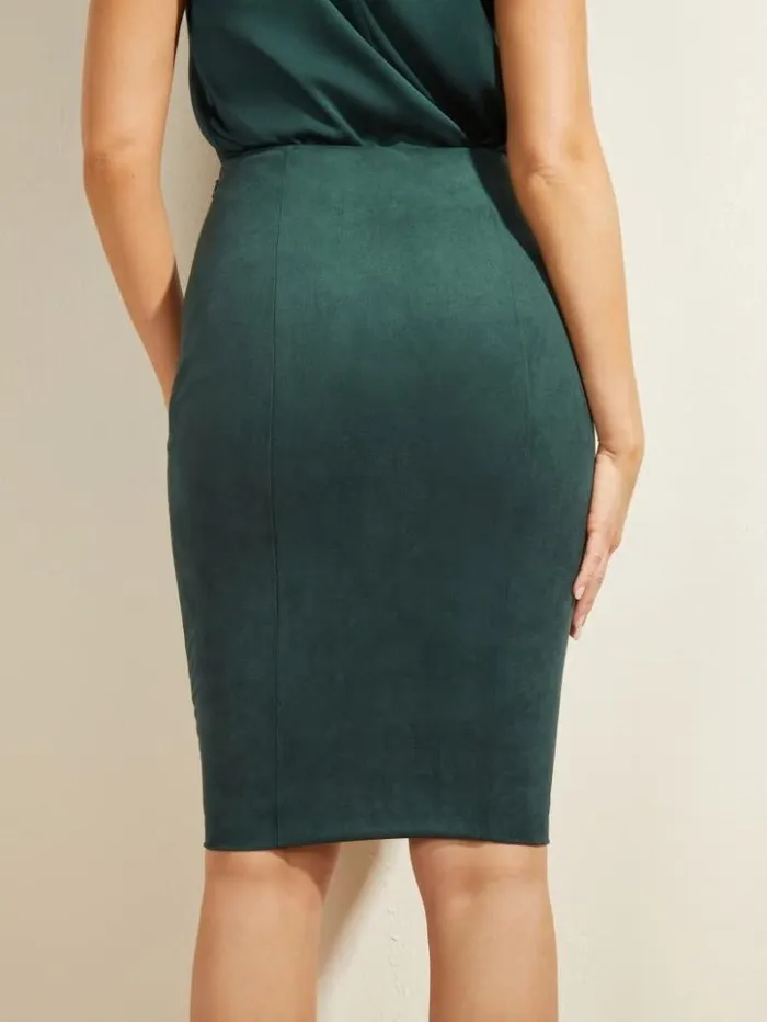 Women GUESS Bottoms Stealth FauxSuede Skirt Chenille Green