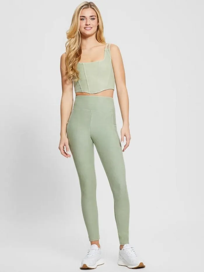 Women GUESS Bottoms Washed Active Legging Colored Green Multi