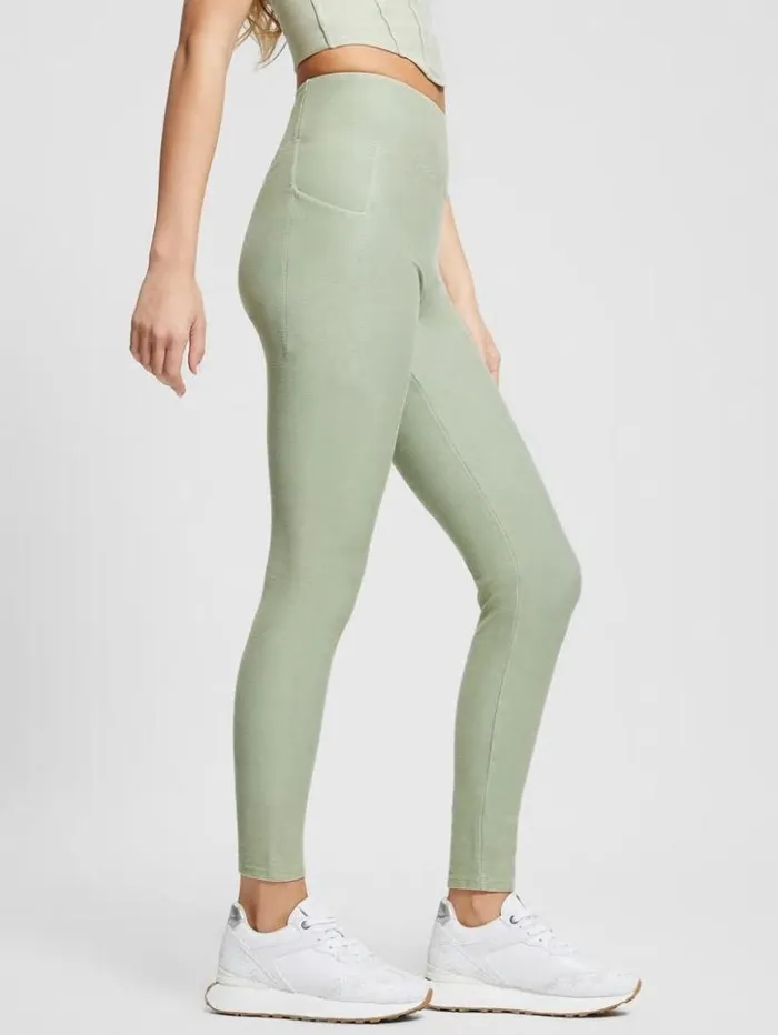 Women GUESS Bottoms Washed Active Legging Colored Green Multi