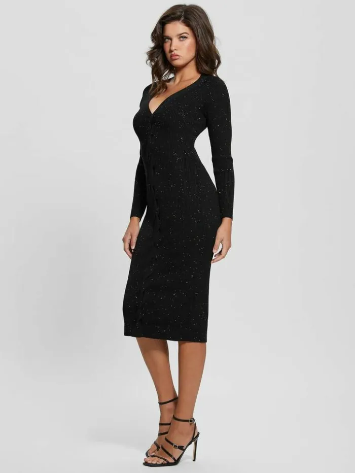 Women GUESS Dresses and Jumpsuits Celia Sequin Sweater Dress Jet Black Multi Women GUESS Dresses and Jumpsuits Celia Sequin Sweater Dress Jet Black Multi