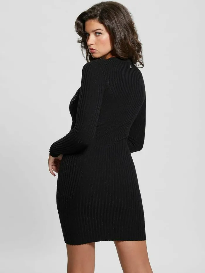 Women GUESS Dresses and Jumpsuits Claudine Shimmer Sweater Dress Black
