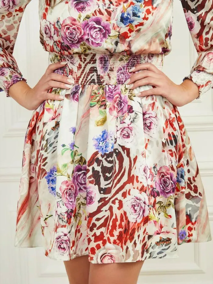 Women GUESS Dresses and Jumpsuits Clelia Dress Rose Shadow Print