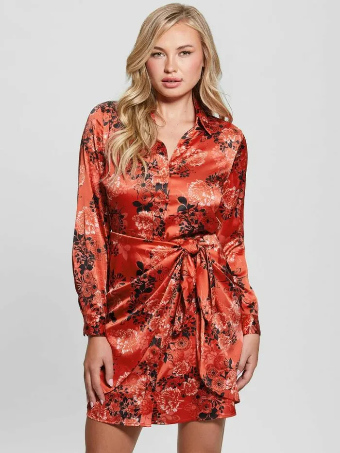 Women GUESS Dresses and Jumpsuits Eco Alya Printed Dress Call Me Cherry Print Women GUESS Dresses and Jumpsuits Eco Alya Printed Dress Call Me Cherry Print