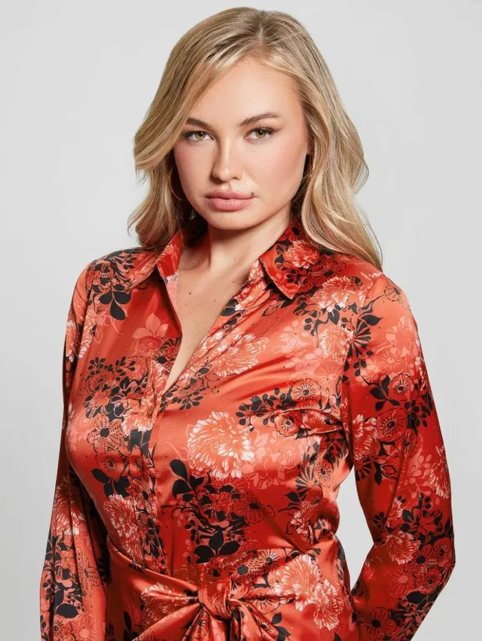 Women GUESS Dresses and Jumpsuits Eco Alya Printed Dress Call Me Cherry Print Women GUESS Dresses and Jumpsuits Eco Alya Printed Dress Call Me Cherry Print
