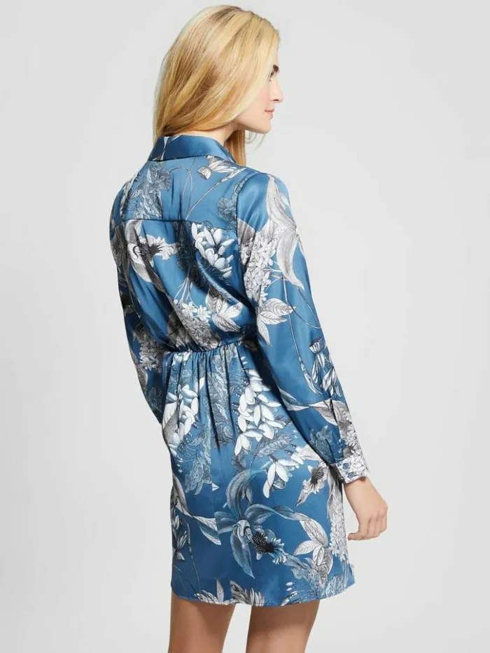 Women GUESS Dresses and Jumpsuits Eco Alya Printed Dress Phantom Flora Print Women GUESS Dresses and Jumpsuits Eco Alya Printed Dress Phantom Flora Print