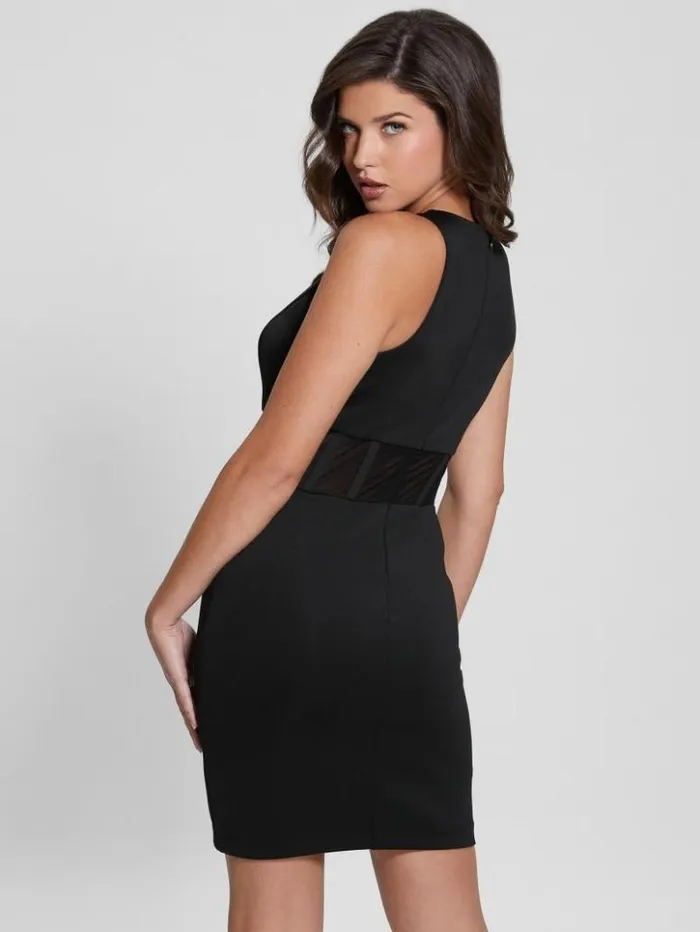 Women GUESS Dresses and Jumpsuits Eco Brenda Scuba Mini Dress Black