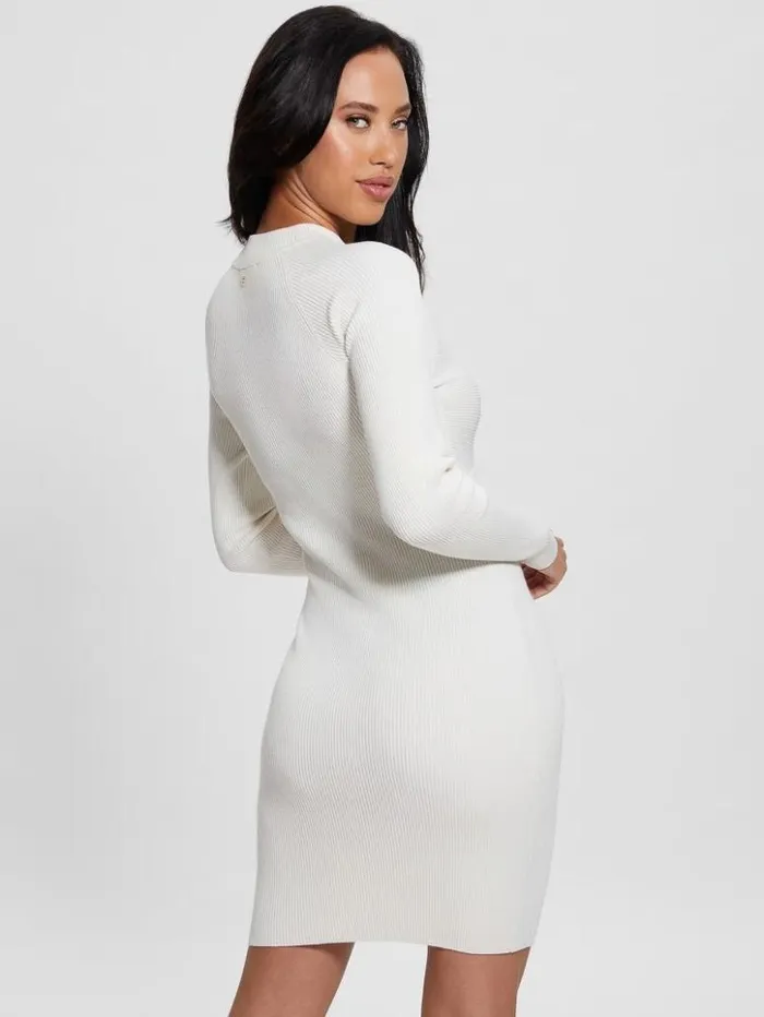Women GUESS Dresses and Jumpsuits Eco Cambria Mock Neck Cutout Dress Dove White Women GUESS Dresses and Jumpsuits Eco Cambria Mock Neck Cutout Dress Dove White