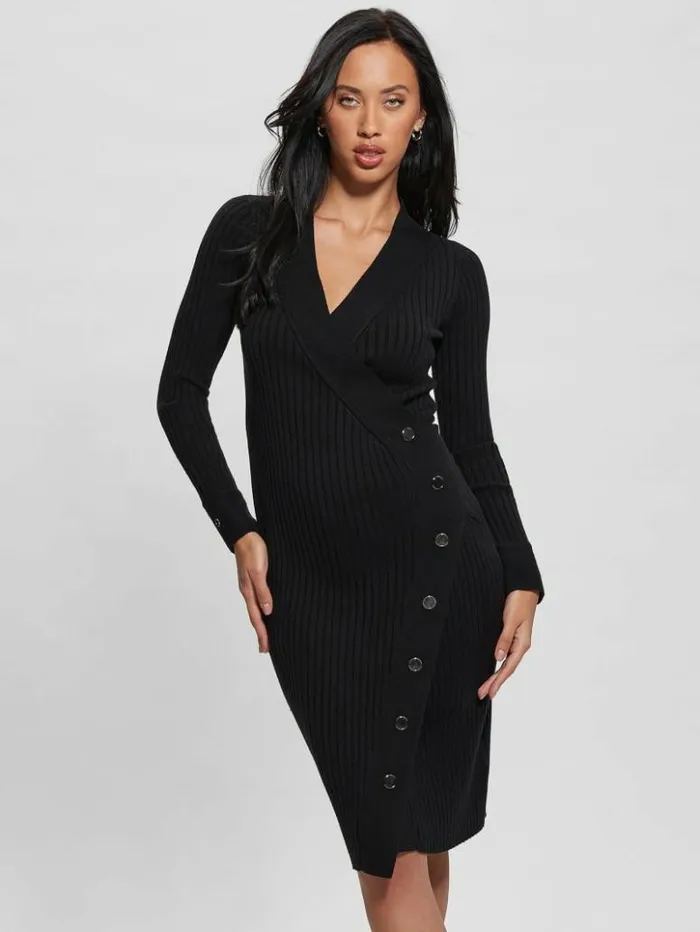 Women GUESS Dresses and Jumpsuits Eco Cecile Sweater Dress Black