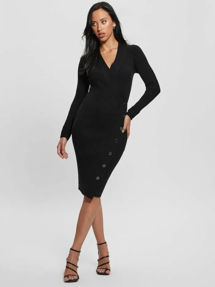 Women GUESS Dresses and Jumpsuits Eco Cecile Sweater Dress Black