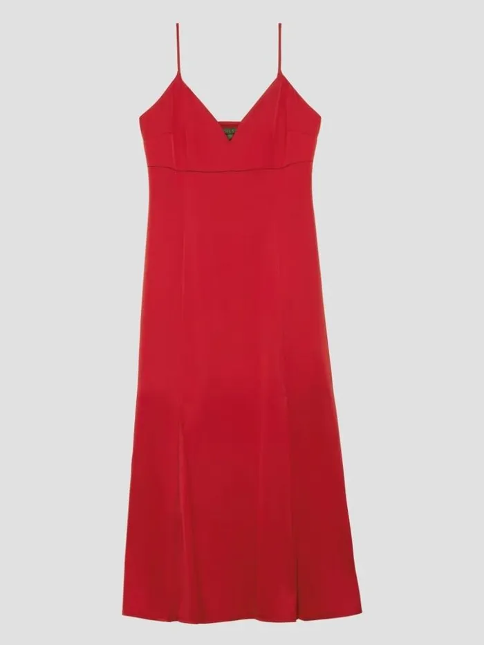 Women GUESS Dresses and Jumpsuits Eco Monique Satin Dress Chili Red