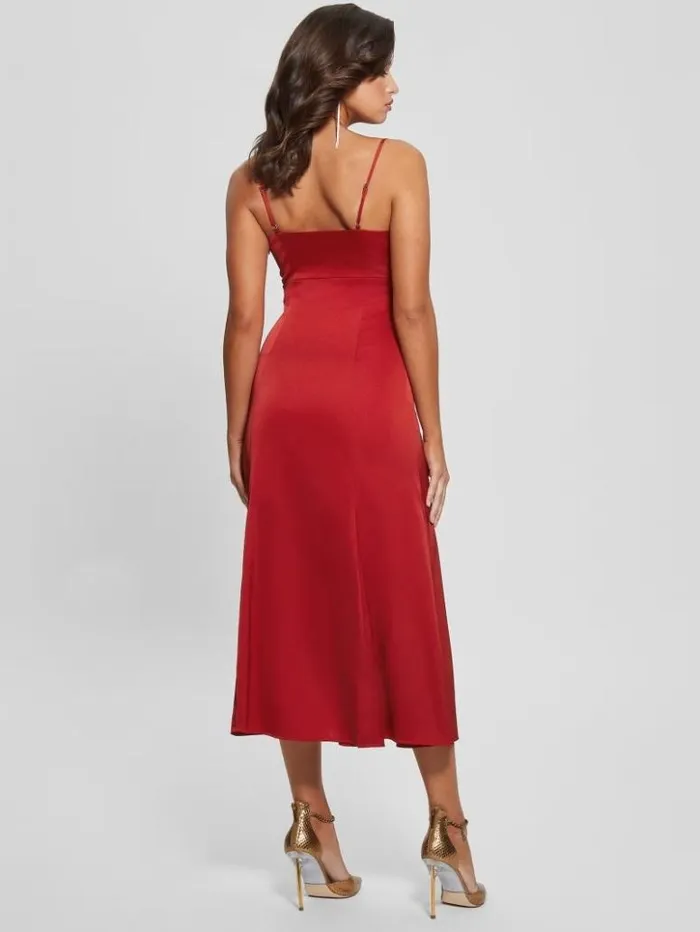 Women GUESS Dresses and Jumpsuits Eco Monique Satin Dress Chili Red