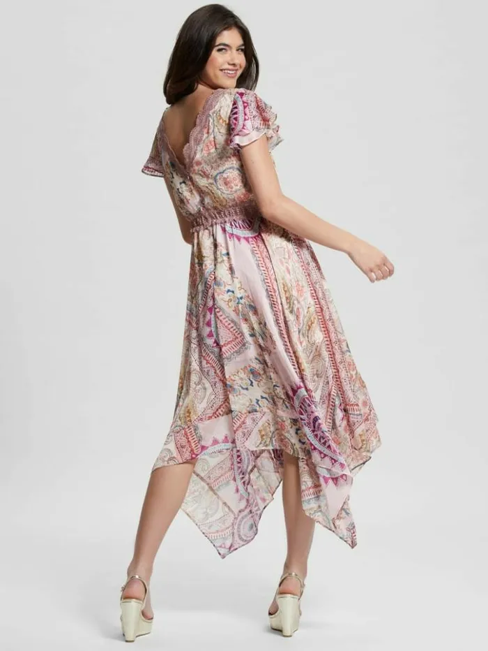Women GUESS Dresses and Jumpsuits Eco Tania Chiffon Midi Dress Carousel Print Women GUESS Dresses and Jumpsuits Eco Tania Chiffon Midi Dress Carousel Print
