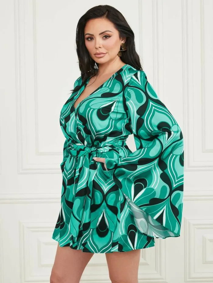 Women GUESS Dresses and Jumpsuits Emaya Romper Emerald City Print
