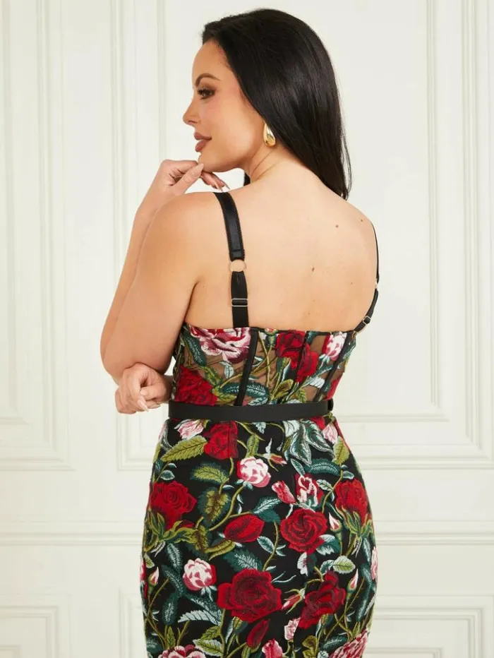 Women GUESS Dresses and Jumpsuits Embroidered Floral Corset Dress Black Floral Multi Women GUESS Dresses and Jumpsuits Embroidered Floral Corset Dress Black Floral Multi