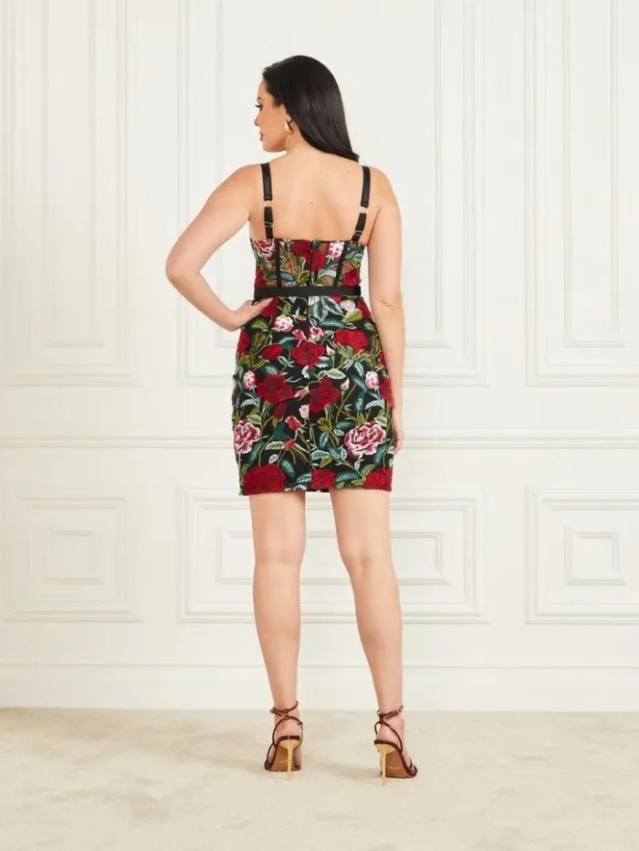 Women GUESS Dresses and Jumpsuits Embroidered Floral Corset Dress Black Floral Multi Women GUESS Dresses and Jumpsuits Embroidered Floral Corset Dress Black Floral Multi