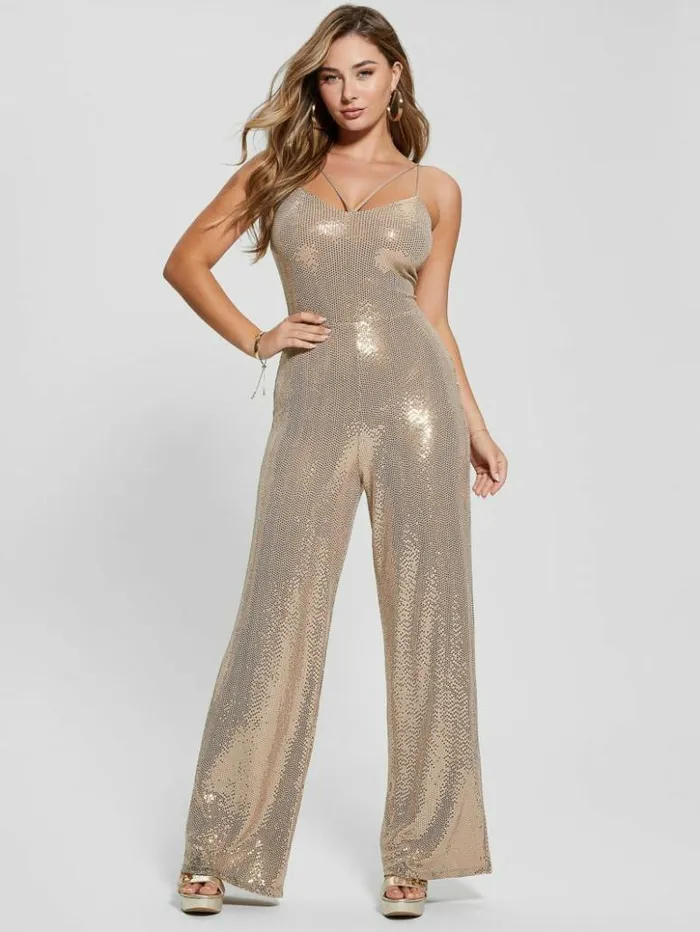 Women GUESS Dresses and Jumpsuits Fiarra Disco Jumpsuit Gold Multi