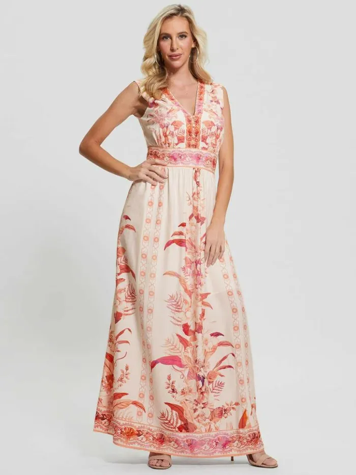 Women GUESS Dresses and Jumpsuits Gisel Printed Maxi Dress Reclaimed Romance
