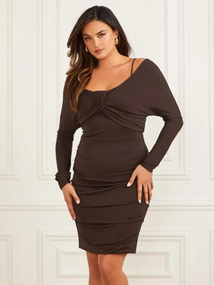 Women GUESS Dresses and Jumpsuits Giselle Bodycon Dress Cold Brew