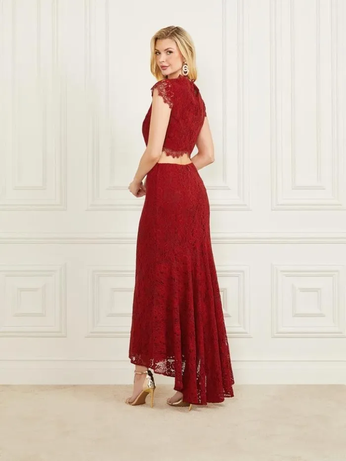 Women GUESS Dresses and Jumpsuits Hannah Lace Maxi Dress Lacquer Red A503