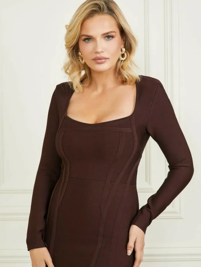 Women GUESS Dresses and Jumpsuits Kagan Bandage Dress Dark Bourbon